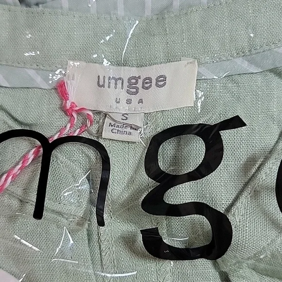 UMGEE NWT SAGE LINEN BLEND V-NECK SHORT SLEEVE TOP - Picture 6 of 6